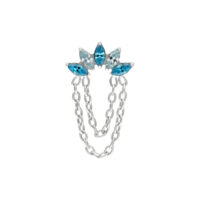 Azure Bloom cristal con cadenas Accesorio Push Fit plateado con cristales lavanda y turquesa y cadenas