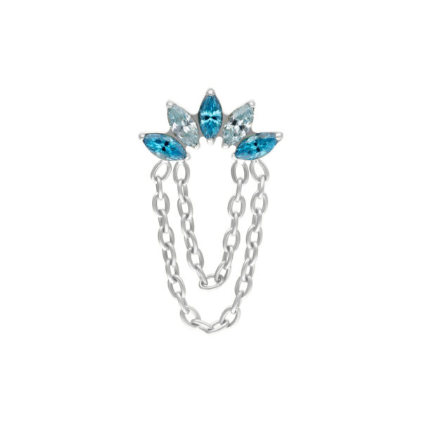 Accesorio Push Fit plateado con cristales lavanda y turquesa y cadenas