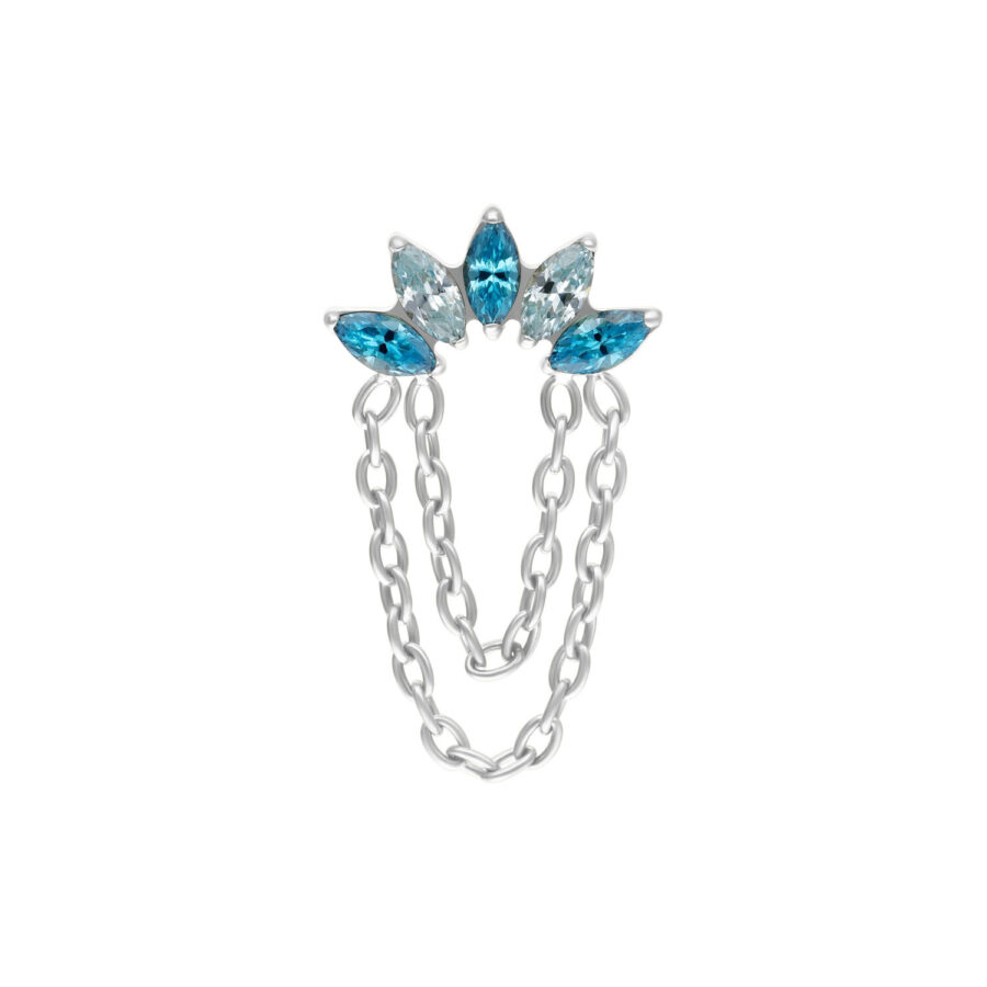 Accesorio Push Fit plateado con cristales lavanda y turquesa y cadenas