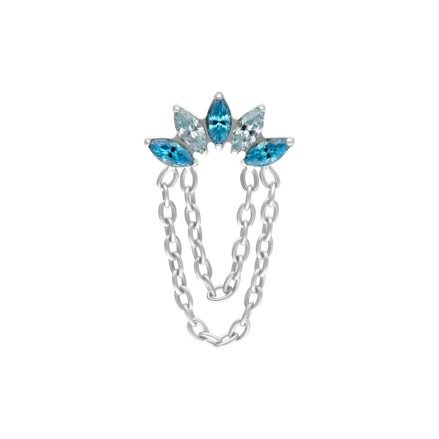 Azure Bloom cristal con cadenas Accesorio Push Fit plateado con cristales lavanda y turquesa y cadenas
