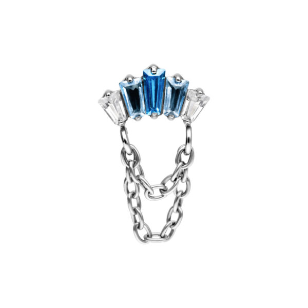 Accesorio Push Fit plateado con cristales de lavanda y turquesa y cadenas