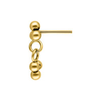 Colgante de piercing Push Fit dorado con tres bolas sobre fondo blanco