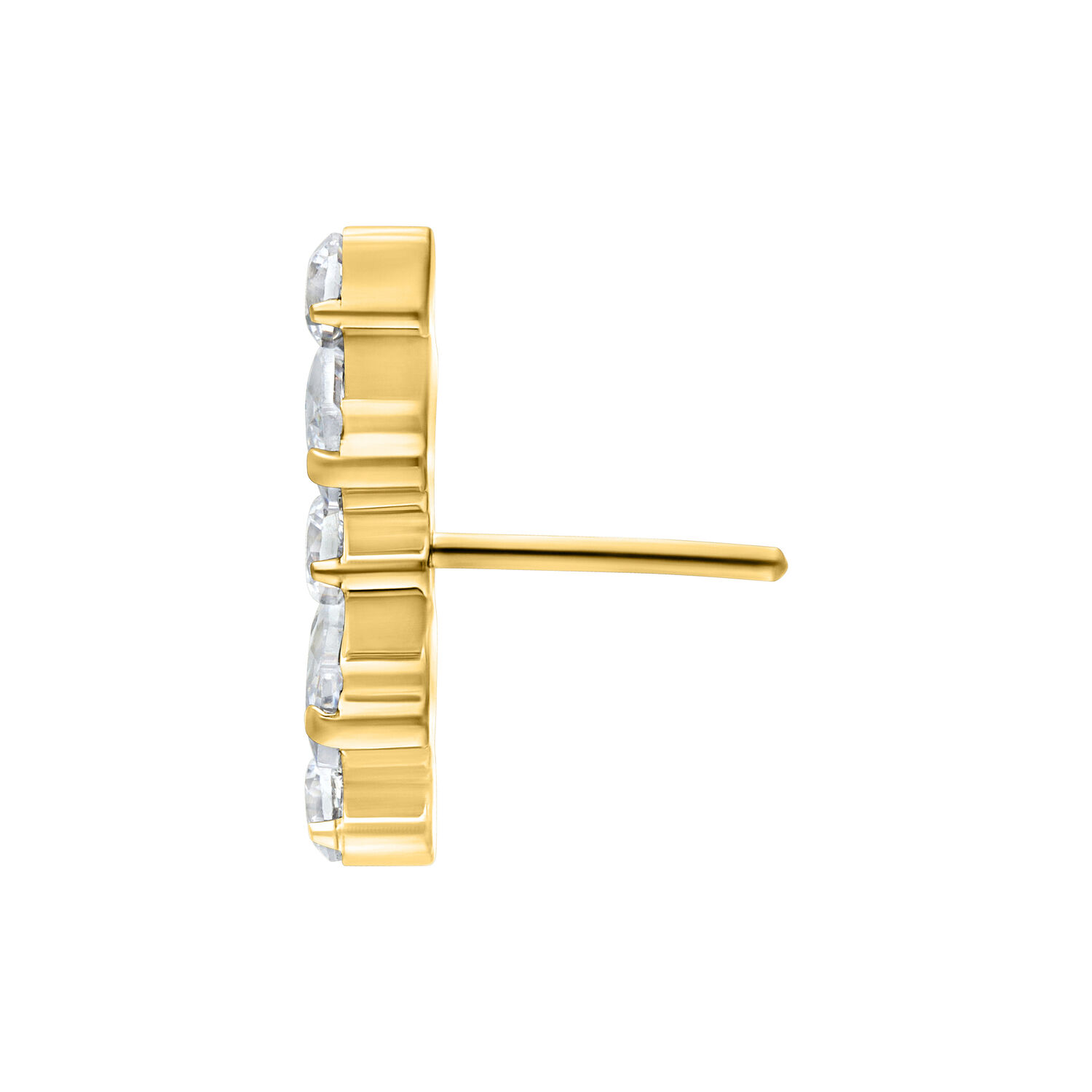 Ajuste Push dorado con cristales claros sobre fondo blanco