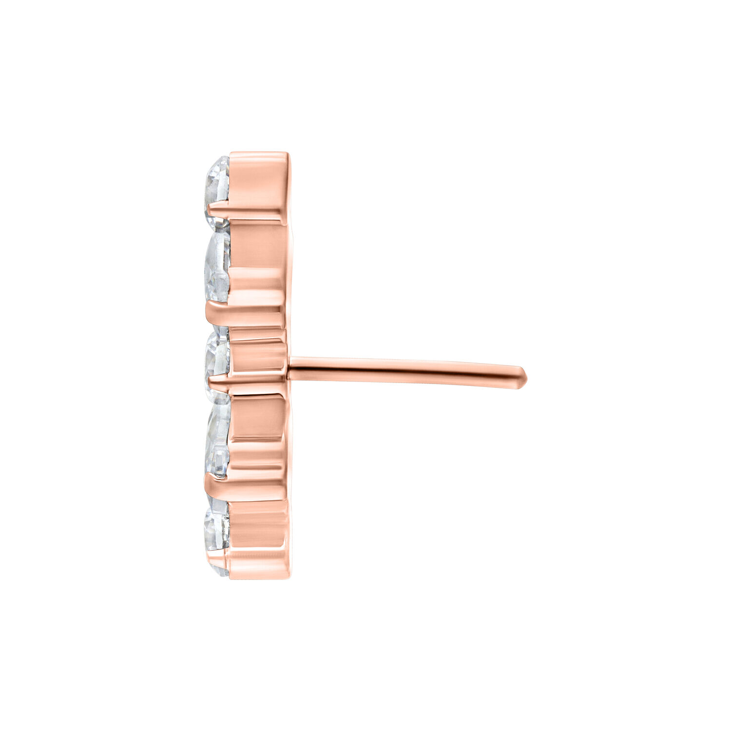 Accesorio Push Fit en oro rosado con cristales claros sobre fondo blanco