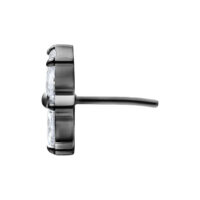 Vista lateral del accesorio negro Push Fit Crystal Blossom, cristal claro