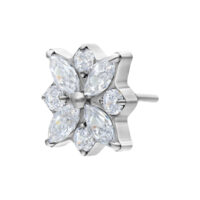 Accesorio de Plata Push Fit Crystal Blossom Accesorio plateado con flores cristalinas sobre fondo blanco