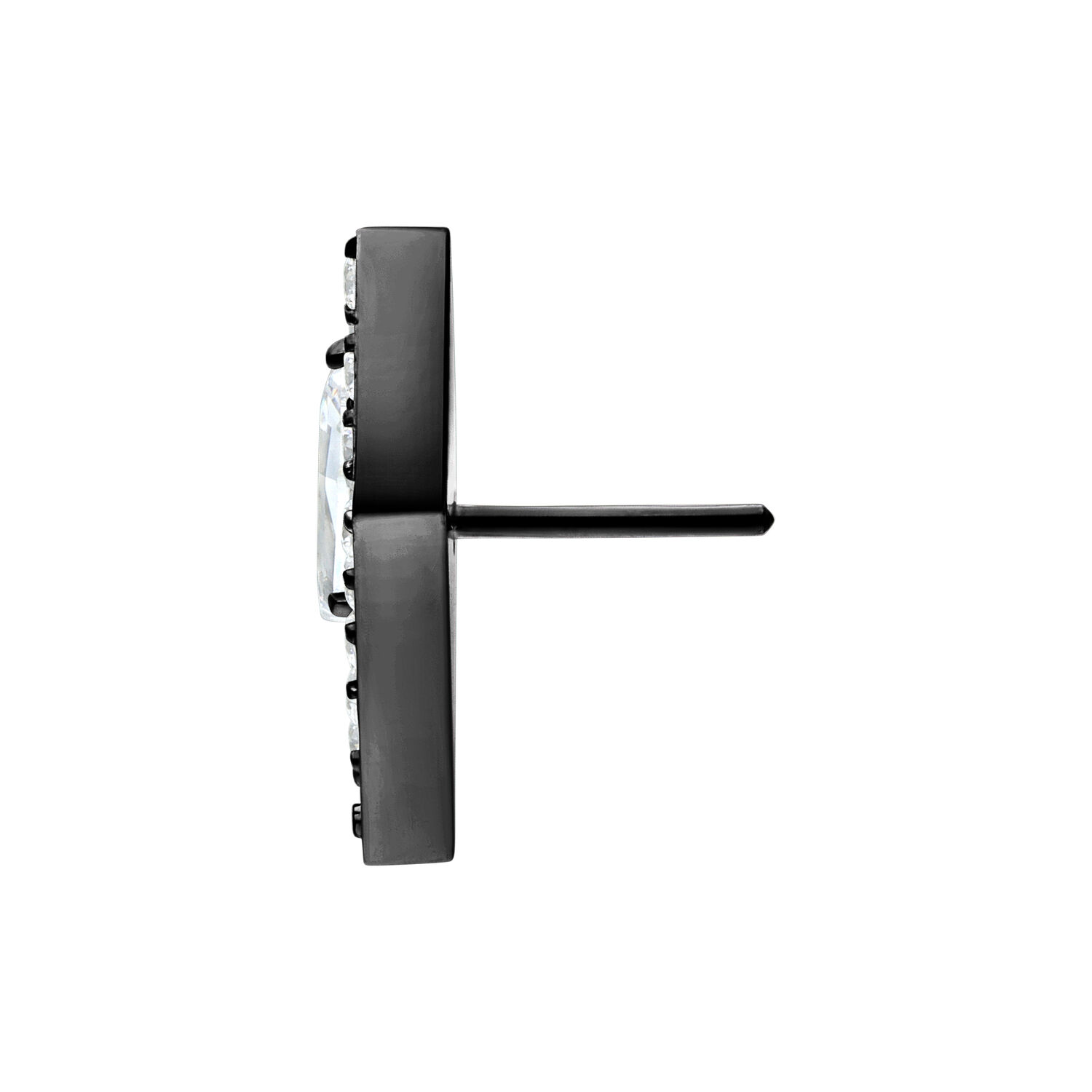 Negro Push Fit accesorio con cristal claro sobre fondo blanco