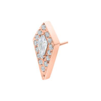 Rosado dorado Push Fit Crystal Shield accesorio Accesorio rosado dorado con piedra cristalina sobre fondo blanco