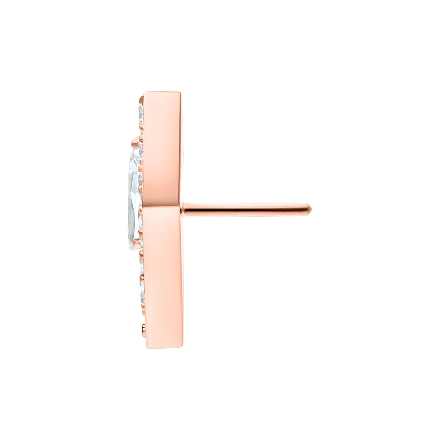 Push Fit Crystal Shield en Roségold Vista lateral del Push Fit en roségold con cristales claros sobre fondo blanco