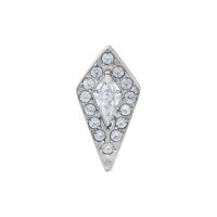 Ajuste de Cristal Shield Push Fit Plateado Ajuste plateado con cristales claros en forma de rombo sobre fondo blanco