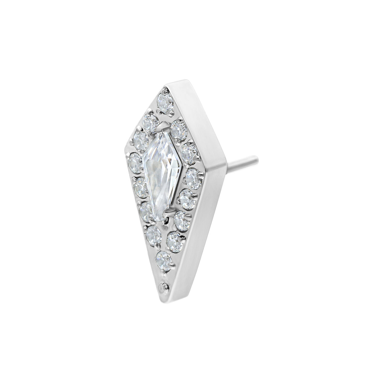 Accesorio de Escudo de Cristal Push Fit Plateado Accesorio plateado con piedras cristalinas sobre fondo blanco