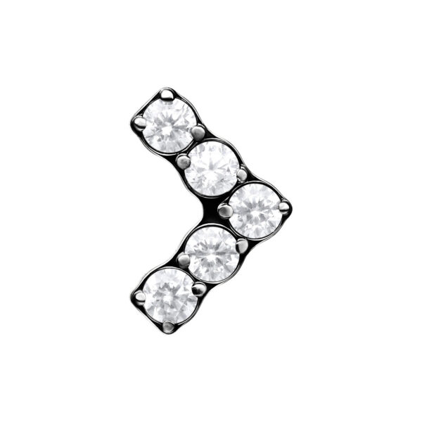 Negro accesorio V-Shape de titanio con cristales claros sobre fondo blanco