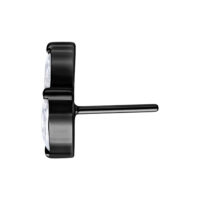 Negro adorno ovalado Push Fit con cristal claro sobre fondo blanco