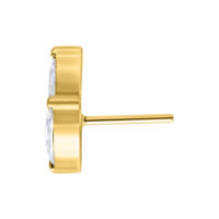 Piercing Push Fit Oval Flower dorado con piedra cristalina sobre fondo blanco