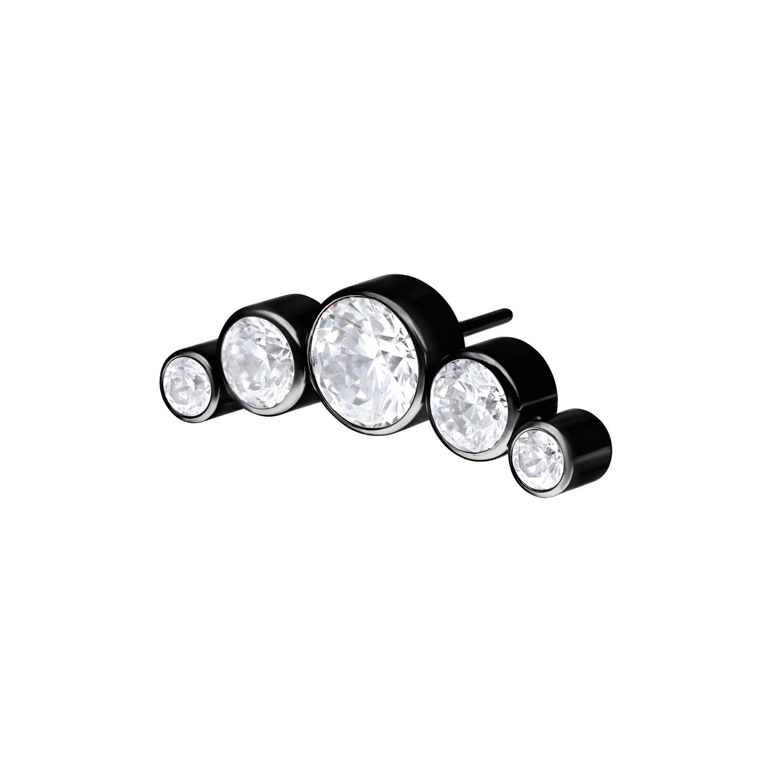 Push Fit 5 Crystal Bow Accesorio Negro Accesorio Push Fit negro con 5 cristales claros sobre fondo blanco