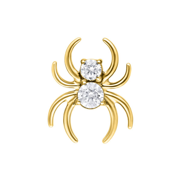 Ajuste de araña dorado con cristales claros sobre fondo blanco