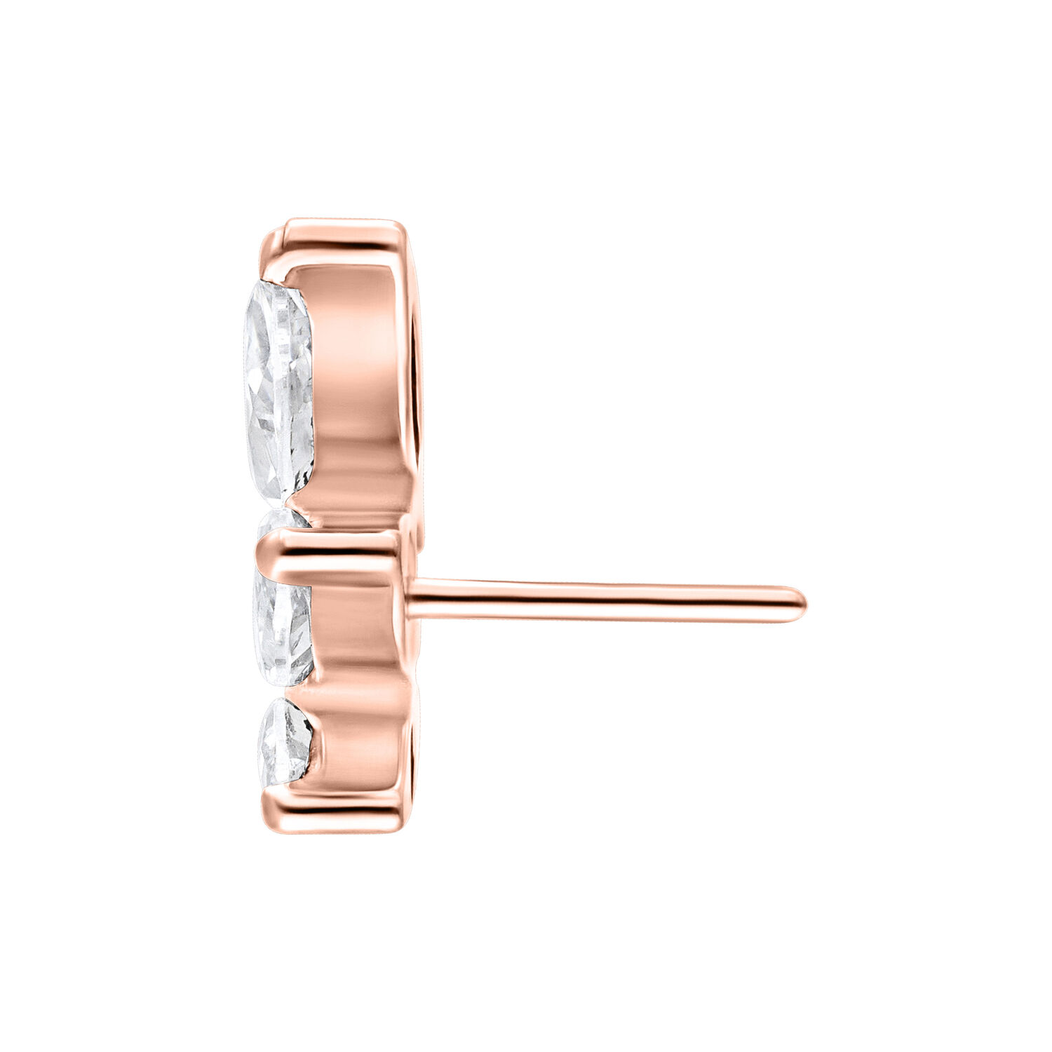 Top Push Fit de roségold con cristales claros sobre fondo blanco