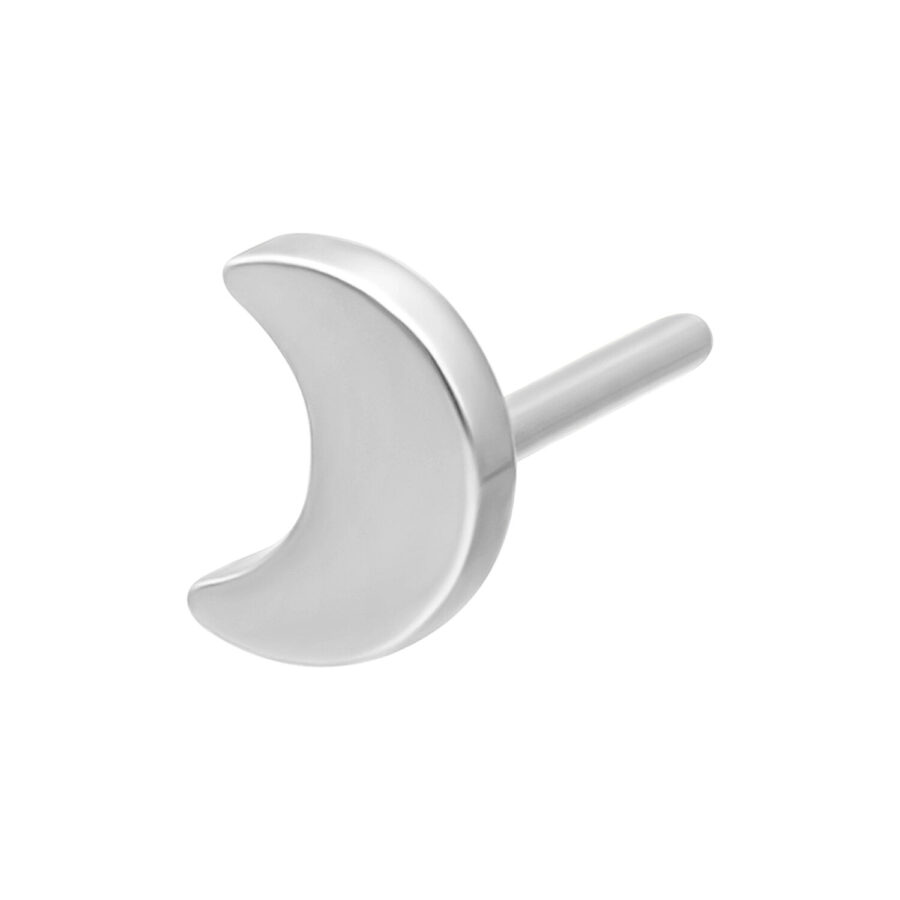 Accesorio de luna plateado de titanio sobre fondo blanco