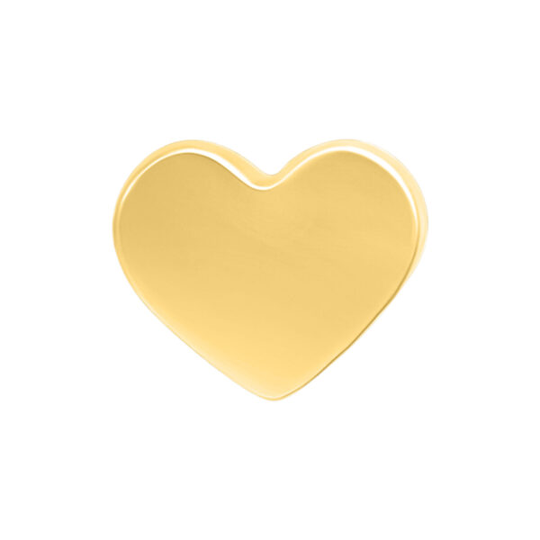 Aplique dorado en forma de corazón sobre fondo blanco
