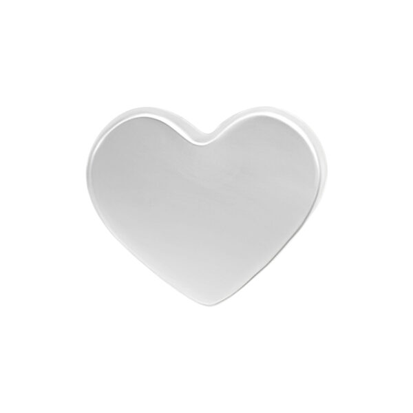 Accesorio de corazón plateado de titanio sobre fondo blanco