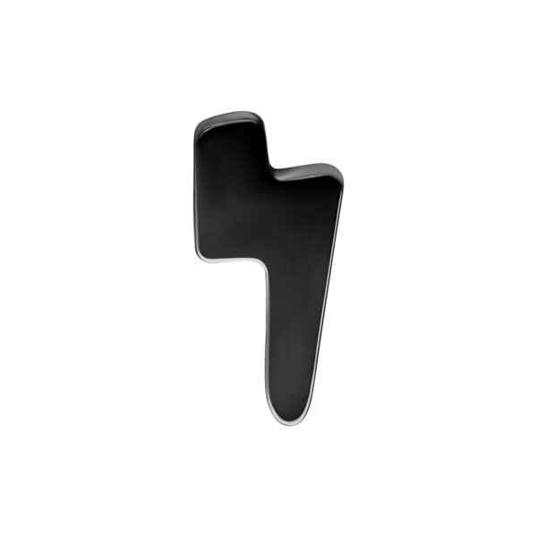 Accesorio Push Fit metálico negro en forma de rayo sobre fondo blanco