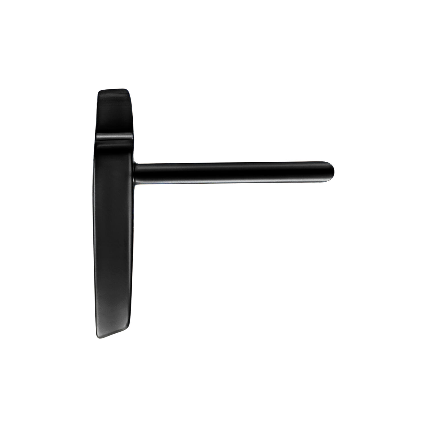 Adorno de metal negro con rosca Push Fit sobre fondo blanco