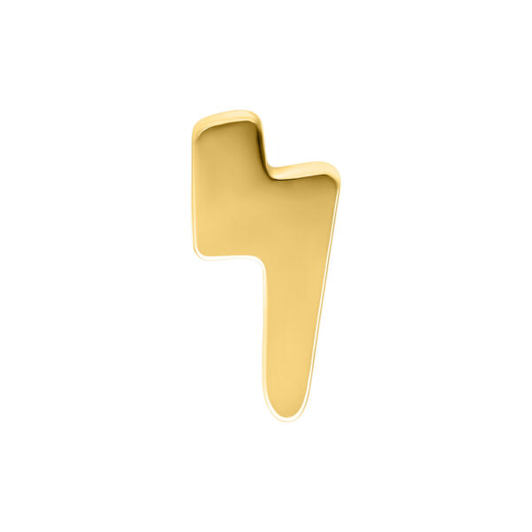 Accesorio Push Fit dorado de titanio con diseño de rayo sobre fondo blanco
