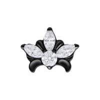 Aplique de Tiara Negro Push Fit con piedras cristalinas sobre fondo blanco