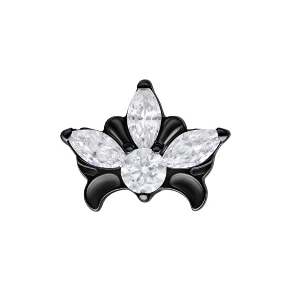 Aplique de Tiara Negro Push Fit con piedras cristalinas sobre fondo blanco