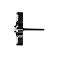 Accesorio negro de titanio para piercing Push Fit con cristales claros sobre fondo blanco
