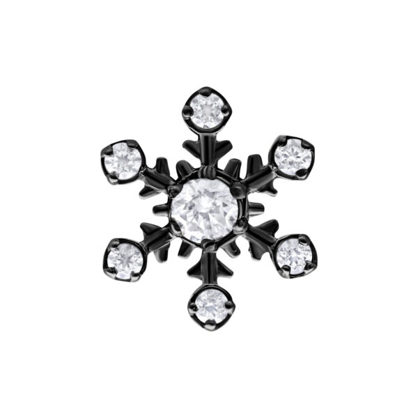 Adorno negro de copo de nieve de titanio con cristales claros