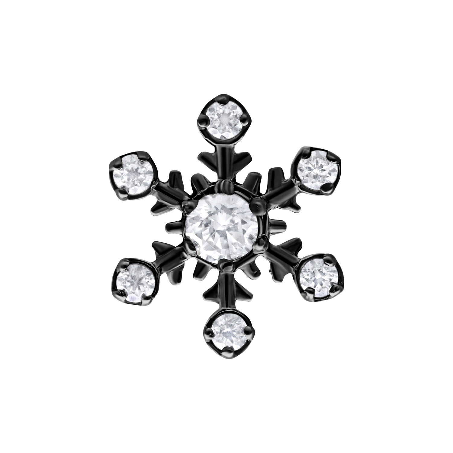 Adorno negro de copo de nieve de titanio con cristales claros