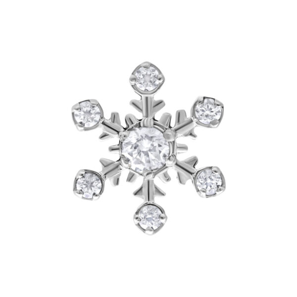 Accesorio de copo de nieve plateado de metal con cristales