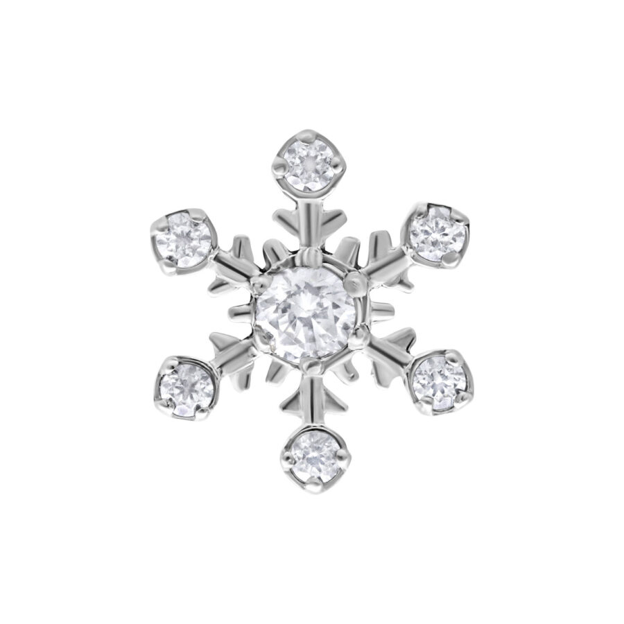 Accesorio de copo de nieve plateado de metal con cristales