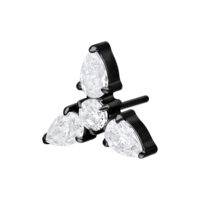 Accesorio Push Fit Trinity negro con tres cristales claros sobre fondo blanco