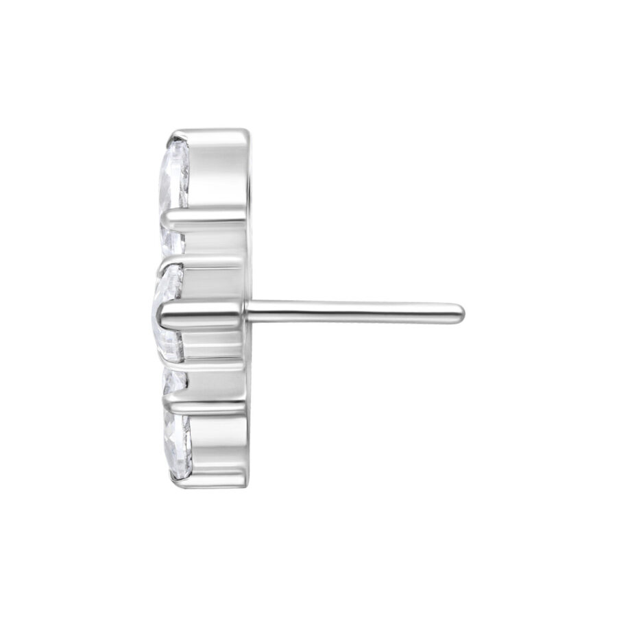 Ajuste Trinity Push Fit plateado de metal con cristal claro, vista lateral