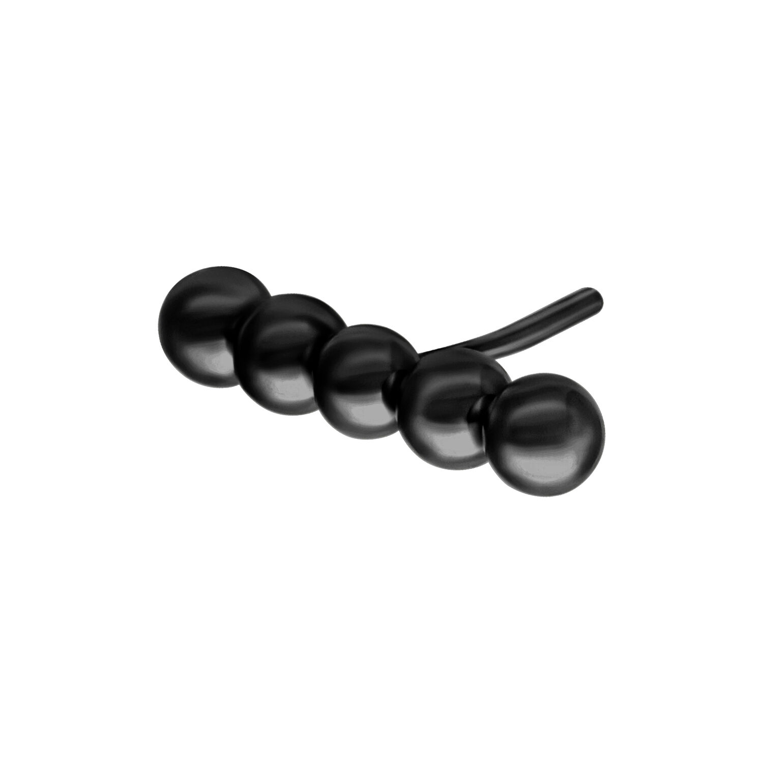 Accesorio de piercing negro con bolas redondas sobre fondo blanco