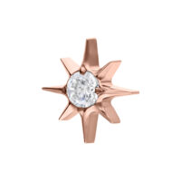 Rosado dorado estrella accesorio con cristal Rosado dorado push fit estrella accesorio con cristal claro sobre fondo blanco