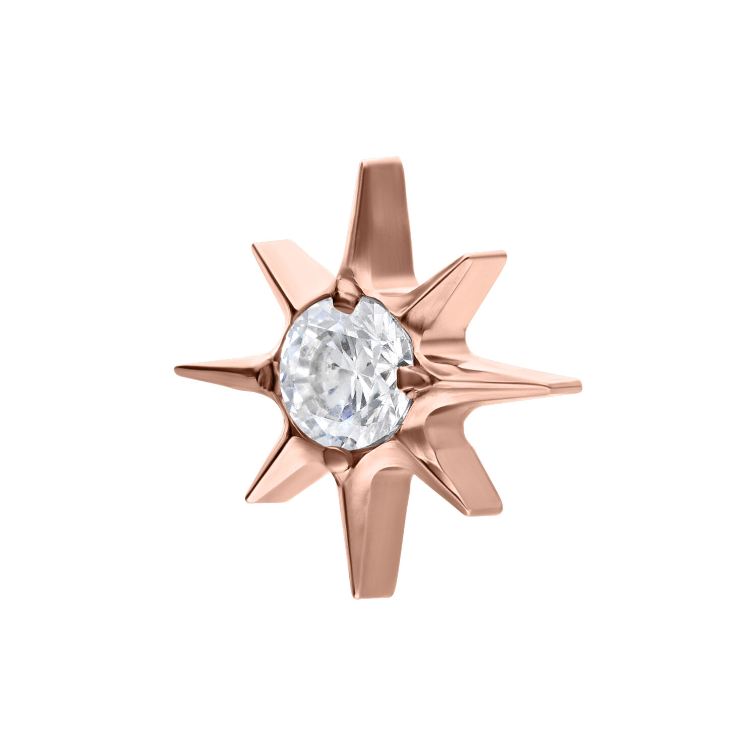 Rosado dorado estrella accesorio con cristal Rosado dorado push fit estrella accesorio con cristal claro sobre fondo blanco
