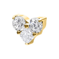 Accesorio Push Fit dorado con cristales claros sobre fondo blanco