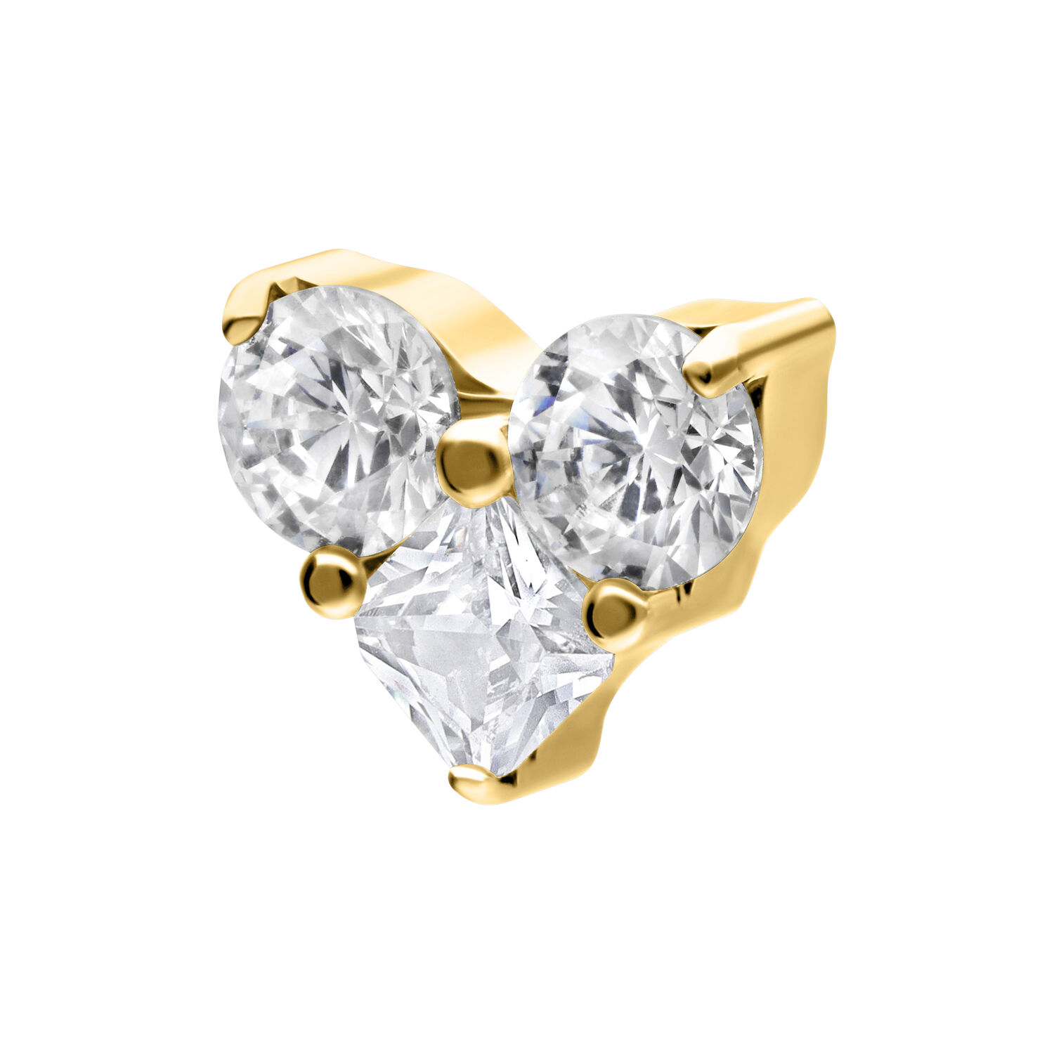 Accesorio Push Fit dorado con cristales claros sobre fondo blanco