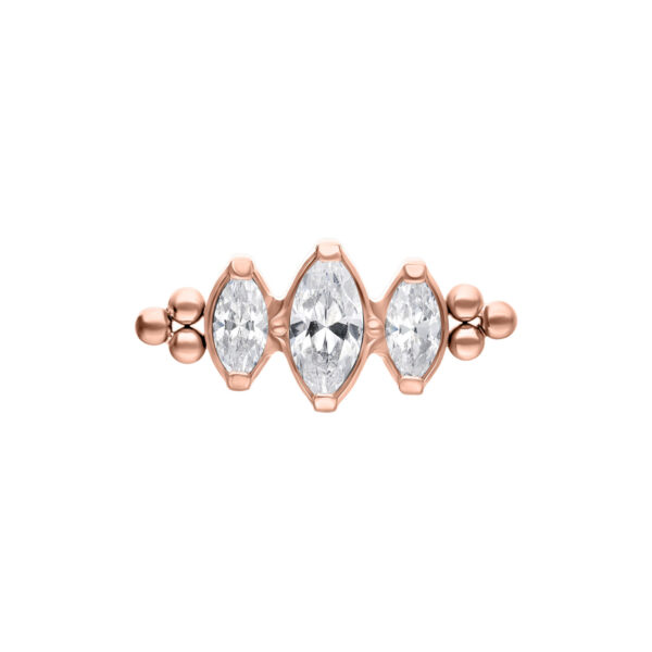 Push Fit de cristal rosado con cristales claros sobre fondo blanco