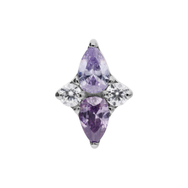 Adorno de cristal lavanda de titanio con marco de metal plateado