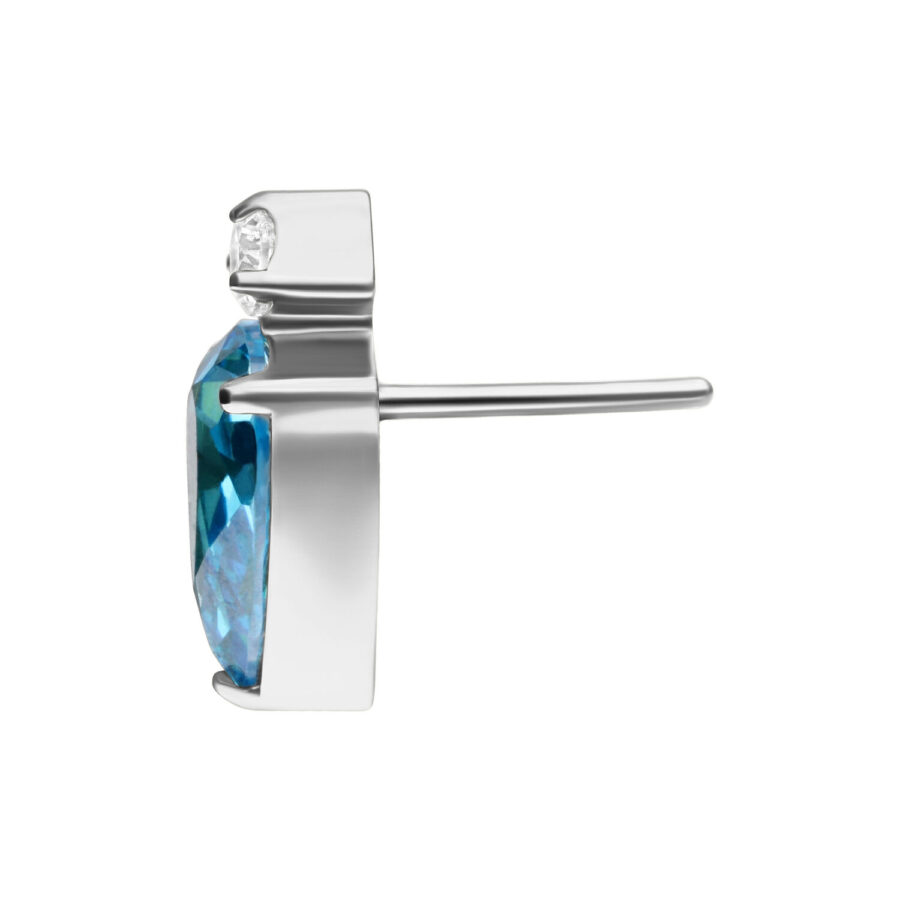 Accesorio Push Fit de titanio en plata con cristal turquesa