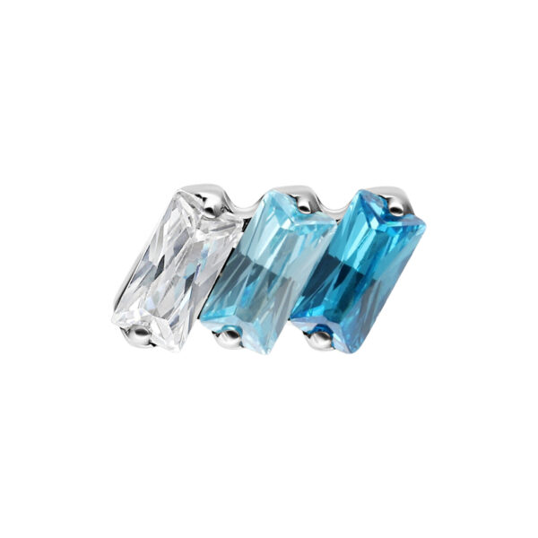 Ajuste triple Push Fit de titanio con montura plateada y cristales rectangulares de lavanda, turquesa y claros