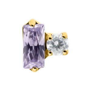 Lavanda Cristal con montura dorada y piedra blanca redonda