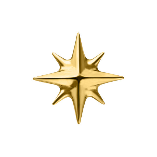 Ajuste en forma de estrella dorada de titanio sobre fondo blanco