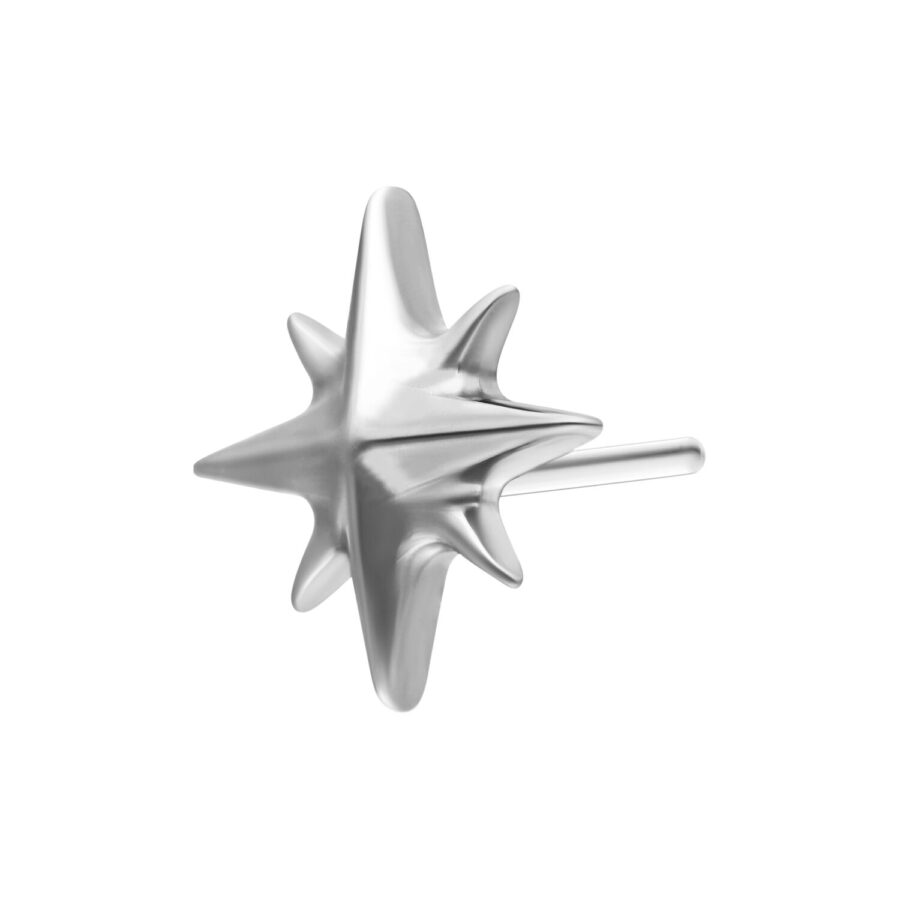 Accesorio de estrella Push Fit de titanio plateado sobre fondo blanco