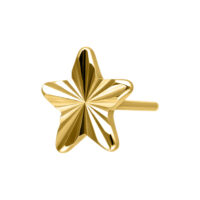 Estrella dorada metálica con textura sobre fondo blanco