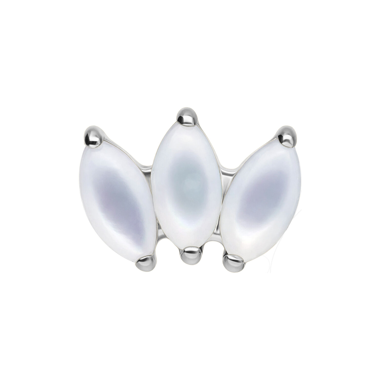 Accesorio de loto plateado con amatista y piedra de luna sobre fondo blanco